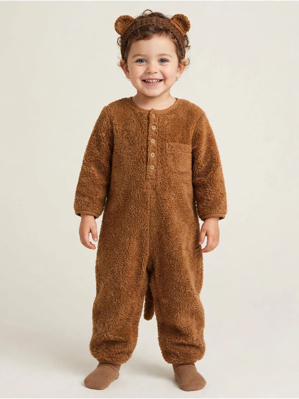 GAP Baby Brown Teddy Bear Plush One-Piece Bodysuit costume Y2K